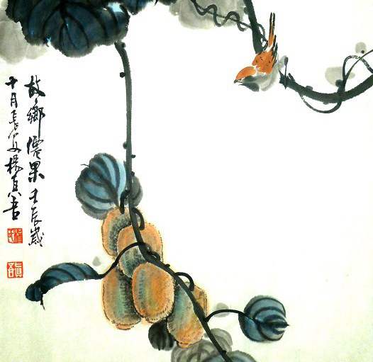 猕猴桃水墨画